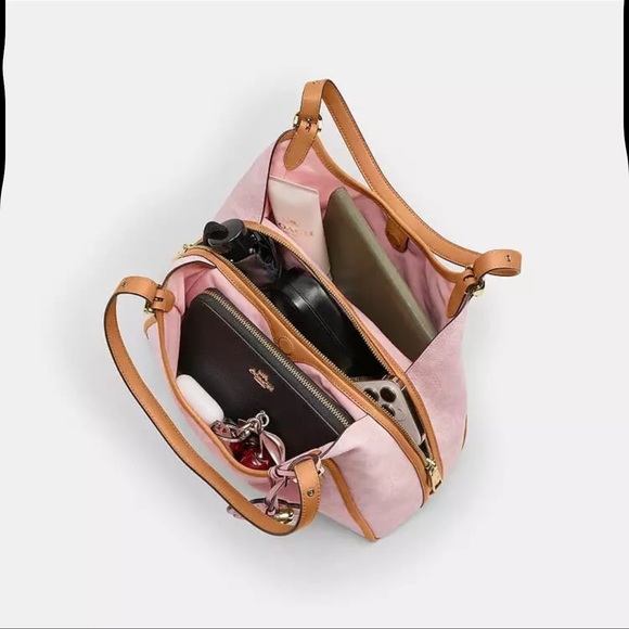 NWT! COACH Erin Shoulder Bag In Signature Canvas With Charm (POWDER PINK) - Picture 4 of 5